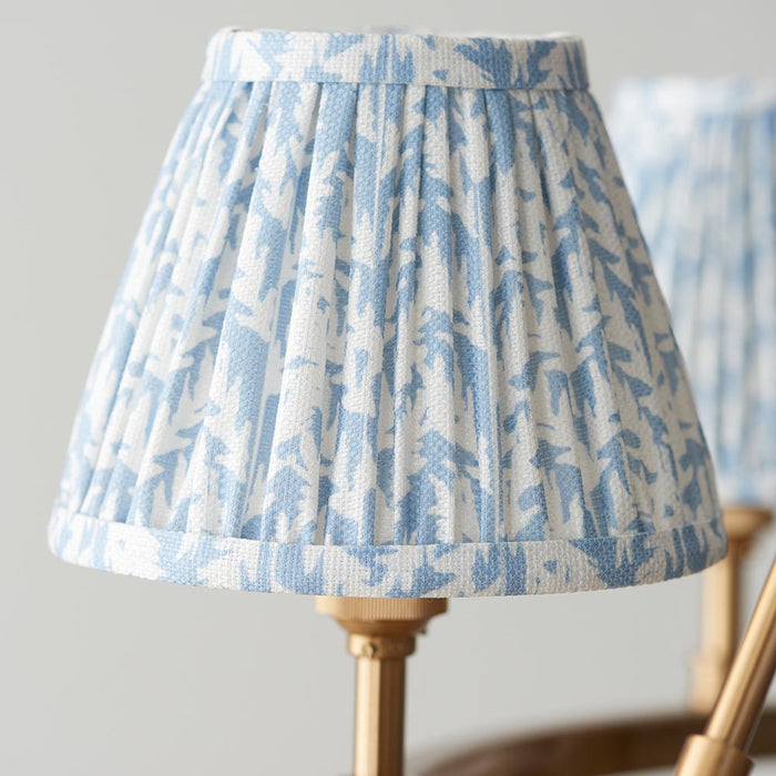 Chester And Leaf 6 Lights 16cm Shell Bay Blue Shade Ceiling Light In Aged Brass