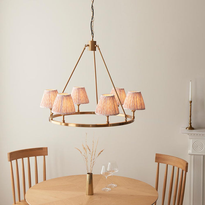 Chester And Leaf 6 Lights 16cm Peachy Keen Shade Ceiling Light In Aged Brass