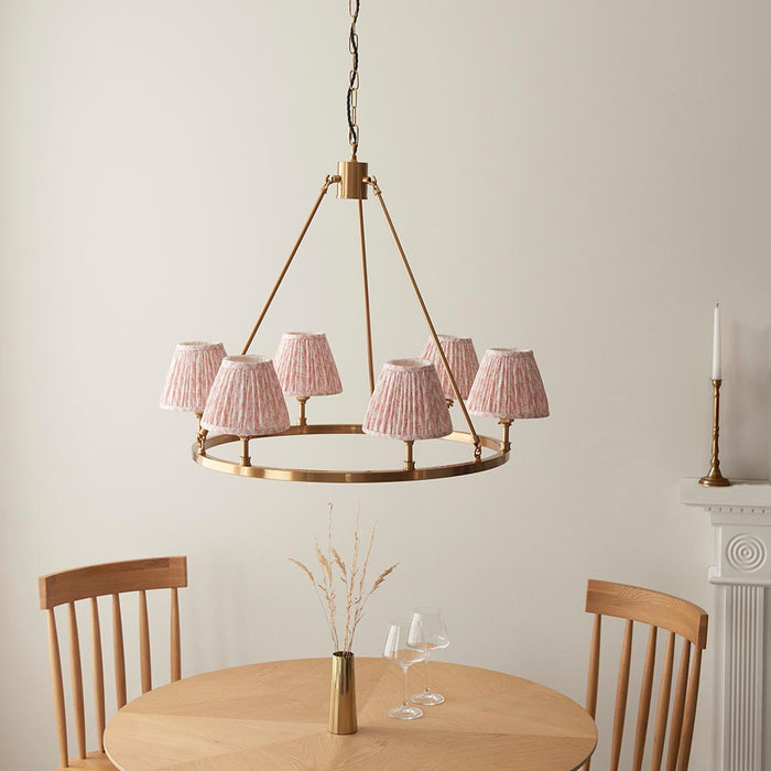 Chester And Leaf 6 Lights 16cm Peachy Keen Shade Ceiling Light In Aged Brass