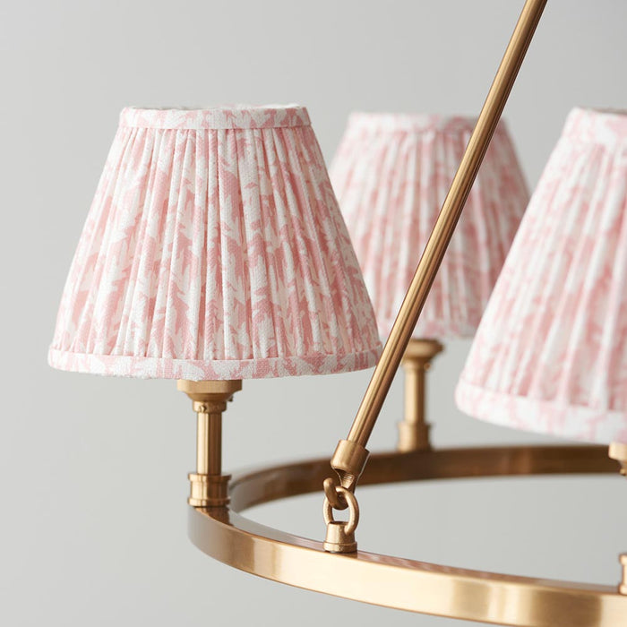 Chester And Leaf 6 Lights 16cm Peachy Keen Shade Ceiling Light In Aged Brass