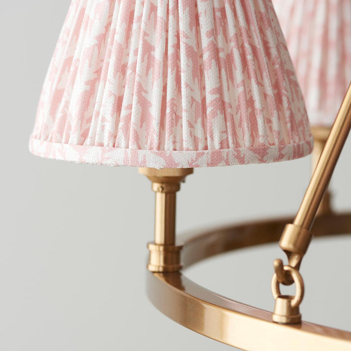 Chester And Leaf 6 Lights 16cm Peachy Keen Shade Ceiling Light In Aged Brass