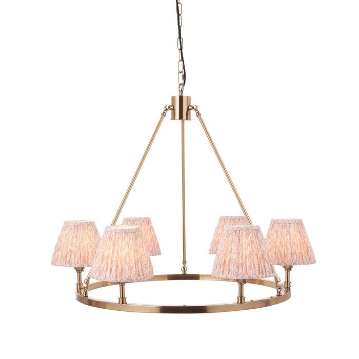 Chester And Leaf 6 Lights 16cm Peachy Keen Shade Ceiling Light In Aged Brass