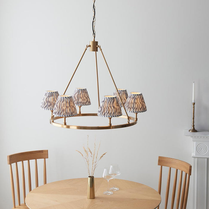 Chester And Ripple 6 Lights 16cm Pearl Grey Shade Ceiling Light In Aged Brass