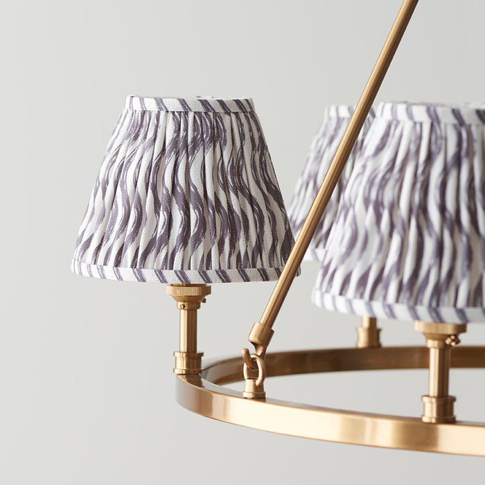 Chester And Ripple 6 Lights 16cm Pearl Grey Shade Ceiling Light In Aged Brass