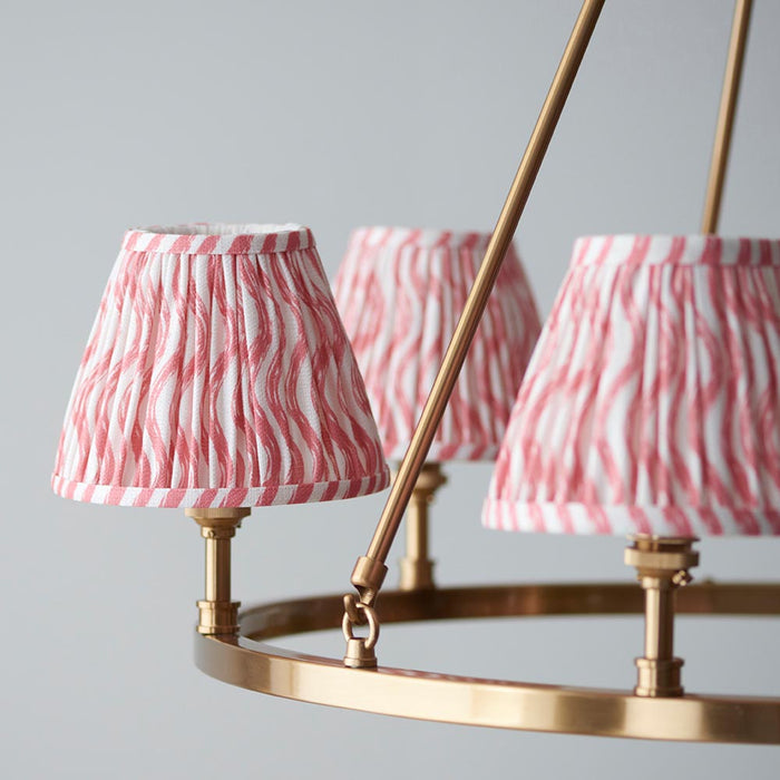 Chester And Ripple 6 Lights 16cm Coral Pink Shade Ceiling Light In Aged Brass