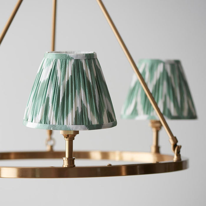 Chester And Zigzag 6 Lights 16cm Cotswold Green Shade Ceiling Light In Aged Brass
