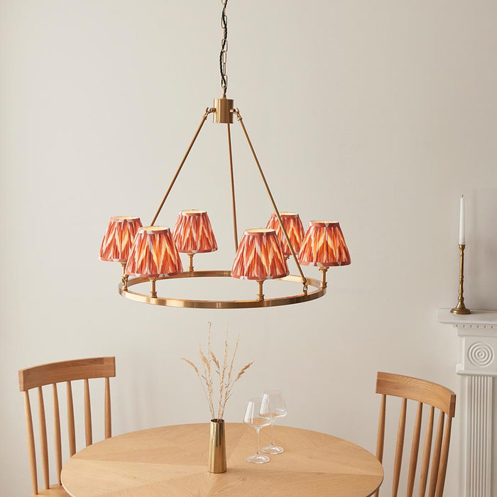 Chester And Zigzag 6 Lights 16cm Apricot Orange Shade Ceiling Light In Aged Brass