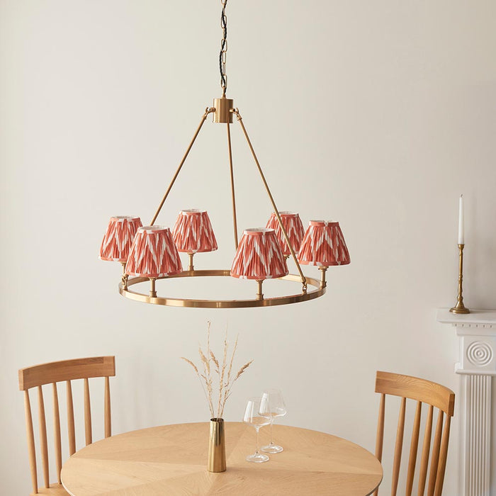 Chester And Zigzag 6 Lights 16cm Apricot Orange Shade Ceiling Light In Aged Brass