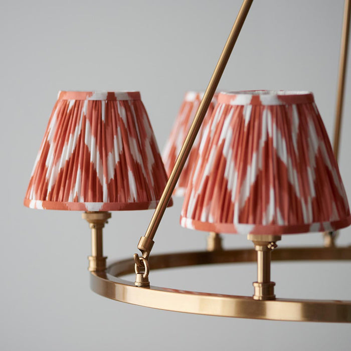 Chester And Zigzag 6 Lights 16cm Apricot Orange Shade Ceiling Light In Aged Brass