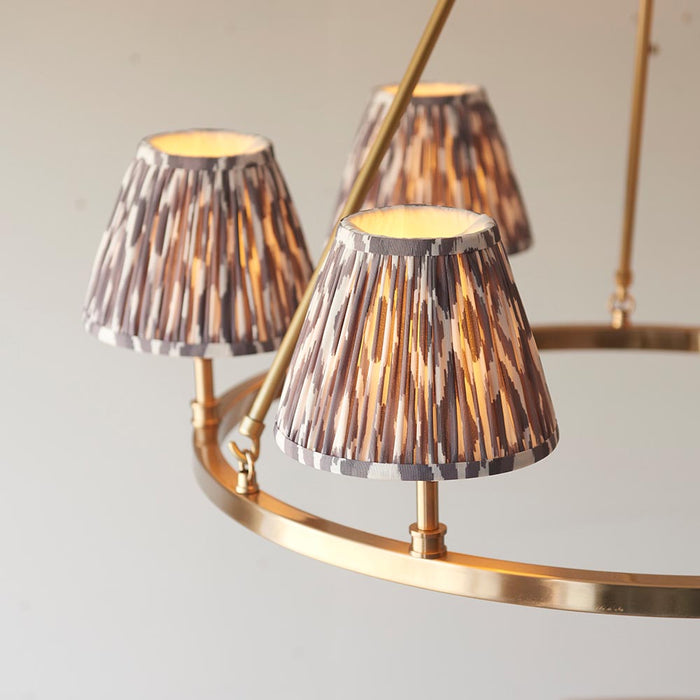 Chester And Ikat 6 Lights 16cm Pearl Grey Shade Ceiling Light In Aged Brass