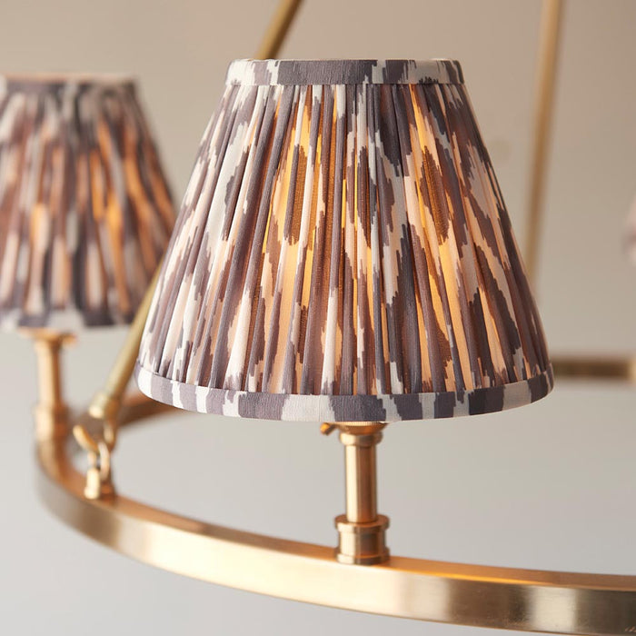 Chester And Ikat 6 Lights 16cm Pearl Grey Shade Ceiling Light In Aged Brass