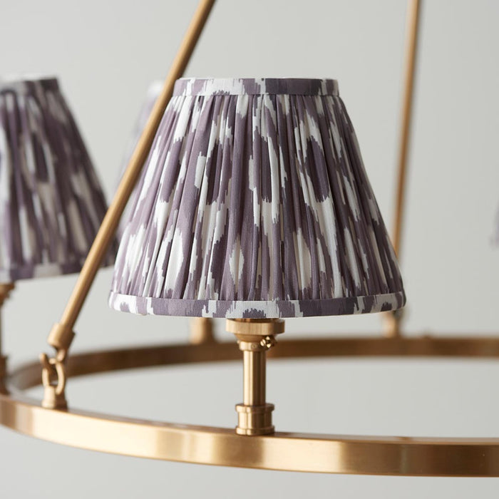 Chester And Ikat 6 Lights 16cm Pearl Grey Shade Ceiling Light In Aged Brass