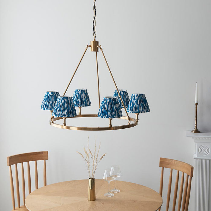 Chester And Ikat 6 Lights 16cm Marlin Blue Shade Ceiling Light In Aged Brass