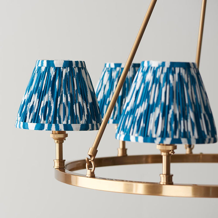 Chester And Ikat 6 Lights 16cm Marlin Blue Shade Ceiling Light In Aged Brass
