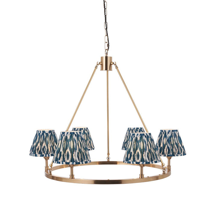Chester And Ikat 6 Lights 16cm Marlin Blue Shade Ceiling Light In Aged Brass