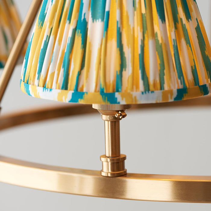 Chester And Ikat 6 Lights 16cm Yellow And Jade Shade Ceiling Light In Aged Brass