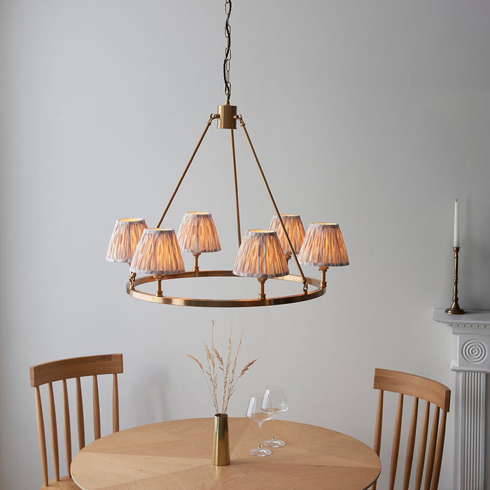 Chester And Ikat 6 Lights 16cm Neutral Shade Ceiling Light In Aged Brass