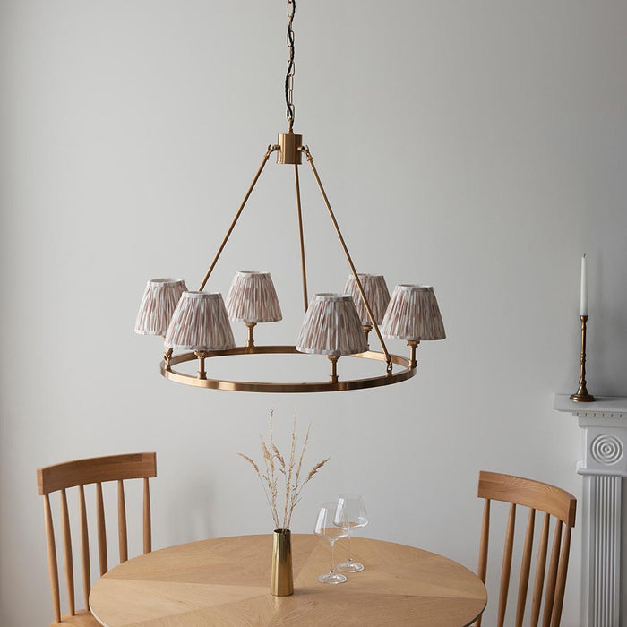 Chester And Ikat 6 Lights 16cm Neutral Shade Ceiling Light In Aged Brass