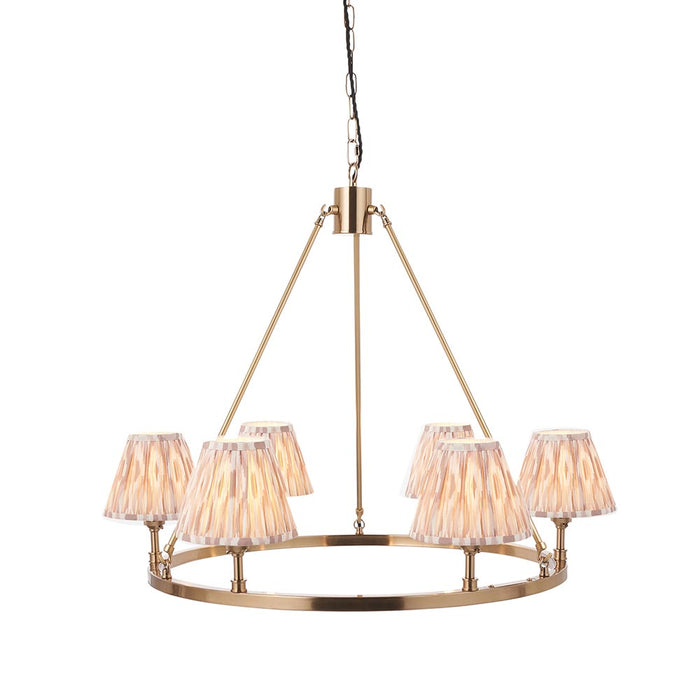 Chester And Ikat 6 Lights 16cm Neutral Shade Ceiling Light In Aged Brass