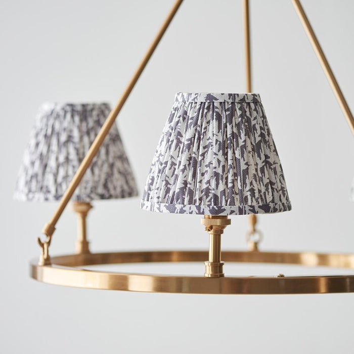 Chester And Leaf 3 Lights 16cm Pearl Grey Shade Ceiling Light In Aged Brass