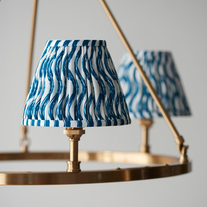 Chester And Ripple 3 Lights 16cm Marlin Blue Shade Ceiling Light In Aged Brass