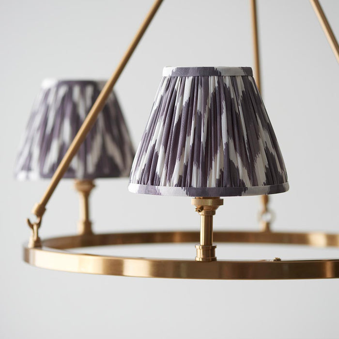 Chester And Zigzag 3 Lights 16cm Pearl Grey Shade Ceiling Light In Aged Brass