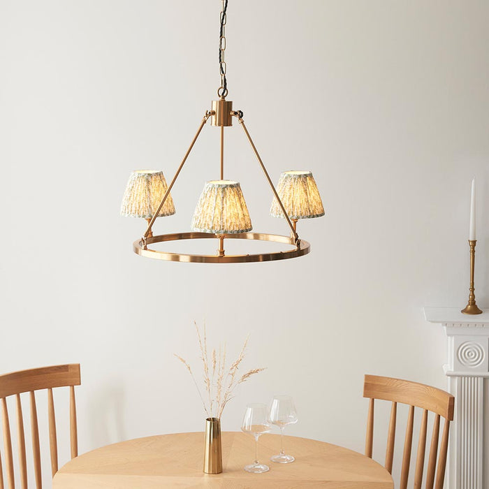 Chester And Leaf 3 Lights 16cm Herb Garden Green Shade Ceiling Light In Aged Brass