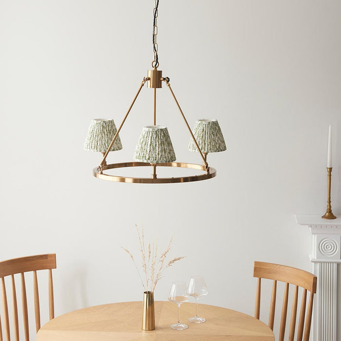 Chester And Leaf 3 Lights 16cm Herb Garden Green Shade Ceiling Light In Aged Brass