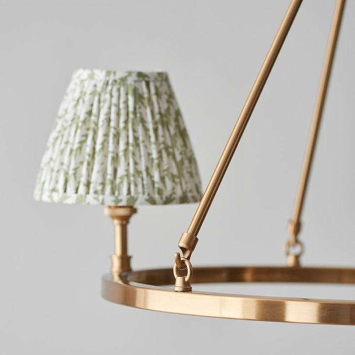 Chester And Leaf 3 Lights 16cm Herb Garden Green Shade Ceiling Light In Aged Brass