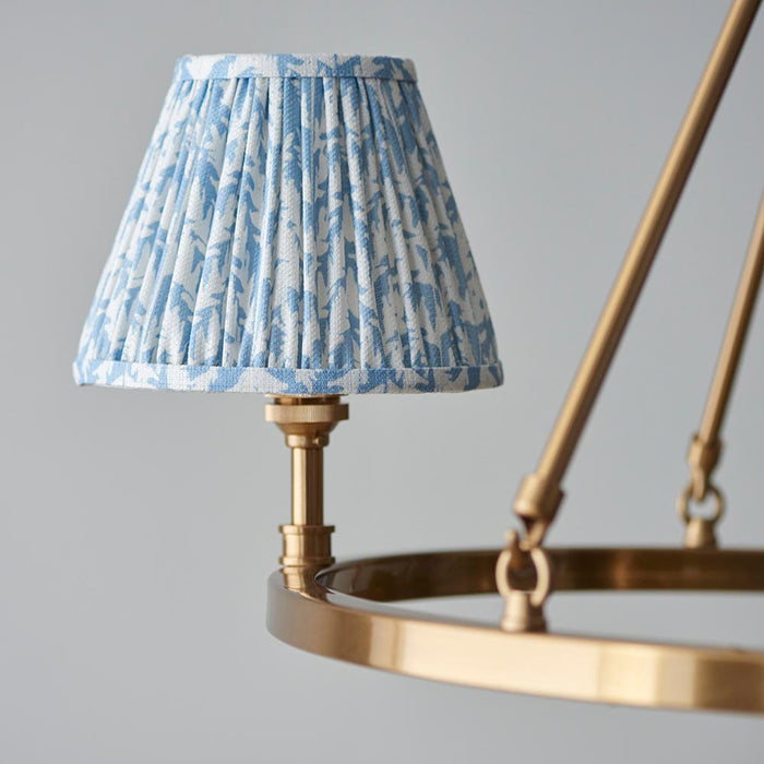 Chester And Leaf 3 Lights 16cm Shell Bay Blue Shade Ceiling Light In Aged Brass