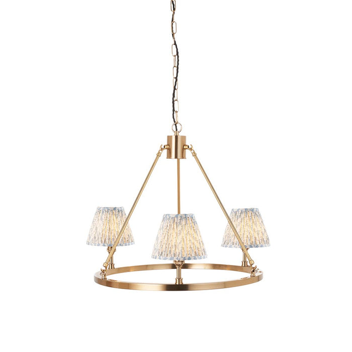 Chester And Leaf 3 Lights 16cm Shell Bay Blue Shade Ceiling Light In Aged Brass