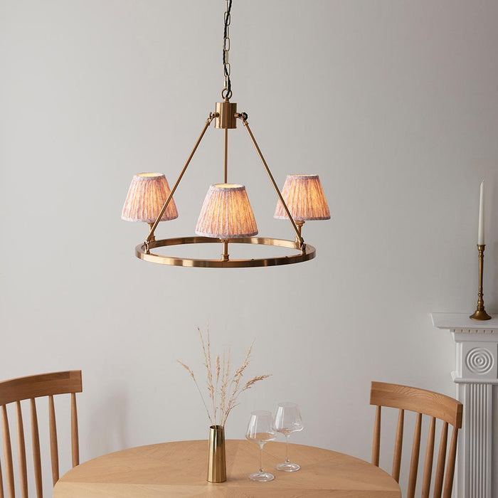 Chester And Leaf 3 Lights 16cm Peachy Keen Shade Ceiling Light In Aged Brass