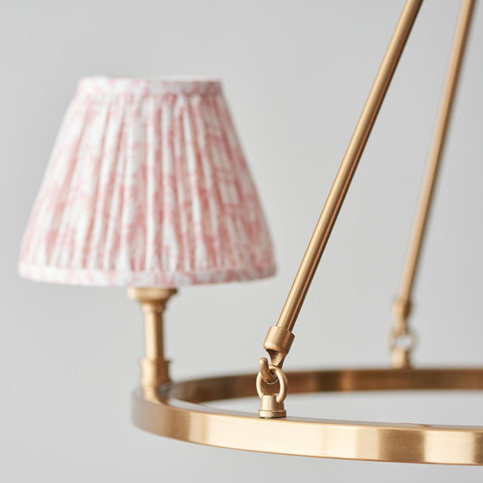 Chester And Leaf 3 Lights 16cm Peachy Keen Shade Ceiling Light In Aged Brass