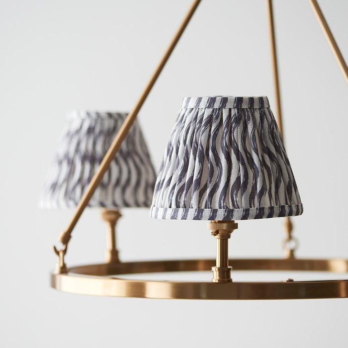 Chester And Ripple 3 Lights 16cm Pearl Grey Shade Ceiling Light In Aged Brass