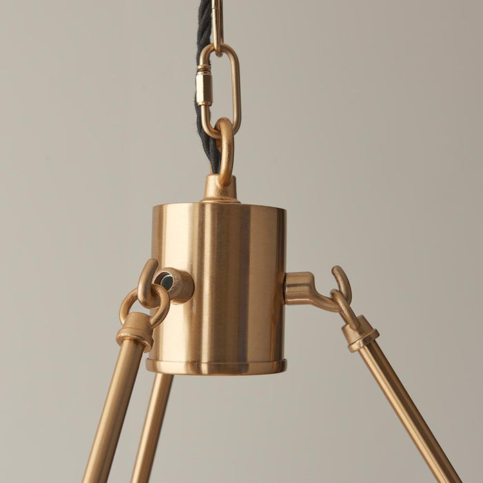 Chester And Ripple 3 Lights 16cm Pearl Grey Shade Ceiling Light In Aged Brass