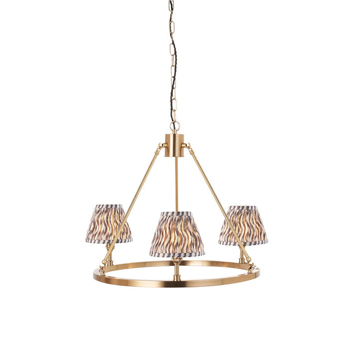 Chester And Ripple 3 Lights 16cm Pearl Grey Shade Ceiling Light In Aged Brass