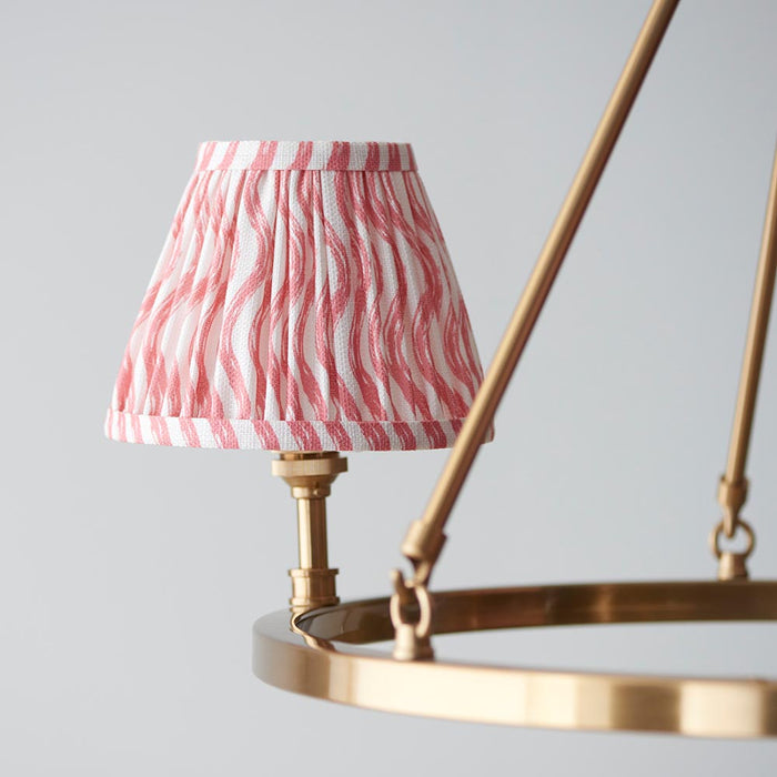 Chester And Ripple 3 Lights 16cm Coral Pink Shade Ceiling Light In Aged Brass