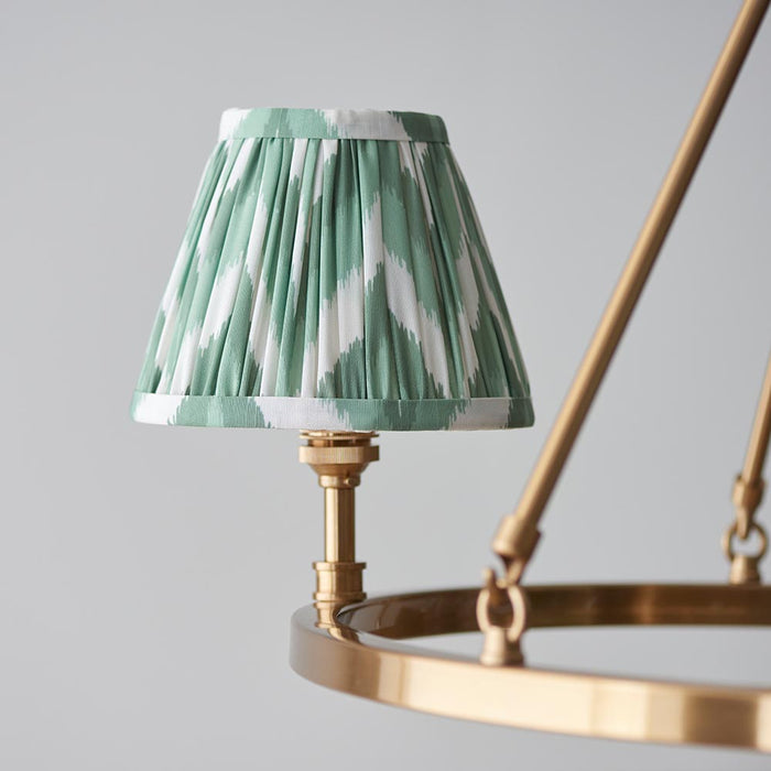 Chester And Zigzag 3 Lights 16cm Cotswold Green Shade Ceiling Light In Aged Brass