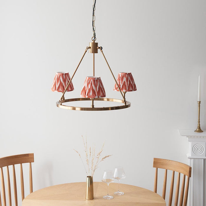 Chester And Zigzag 3 Lights 16cm Apricot Orange Shade Ceiling Light In Aged Brass