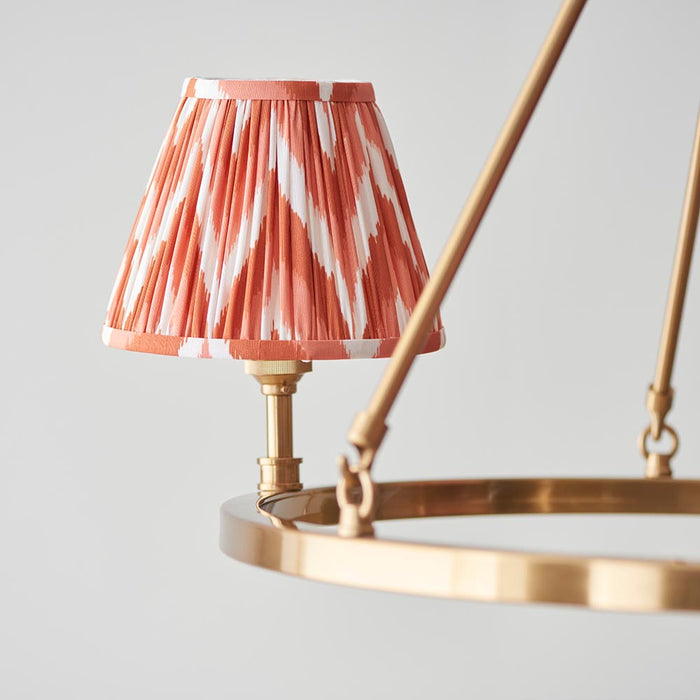 Chester And Zigzag 3 Lights 16cm Apricot Orange Shade Ceiling Light In Aged Brass