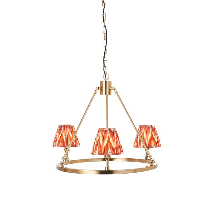 Chester And Zigzag 3 Lights 16cm Apricot Orange Shade Ceiling Light In Aged Brass