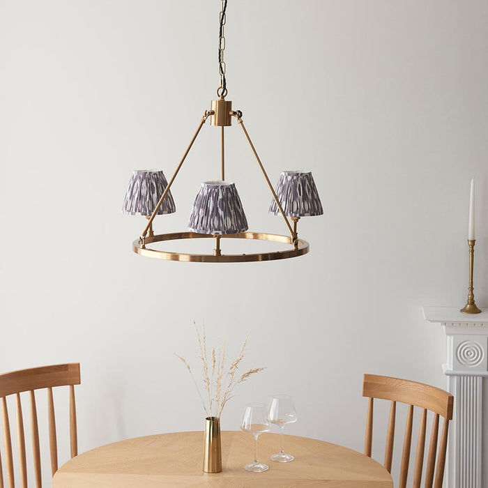Chester And Ikat 3 Lights 16cm Pearl Grey Shade Ceiling Light In Aged Brass