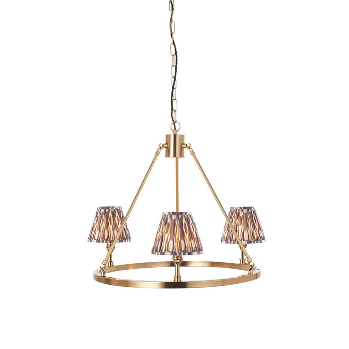 Chester And Ikat 3 Lights 16cm Pearl Grey Shade Ceiling Light In Aged Brass