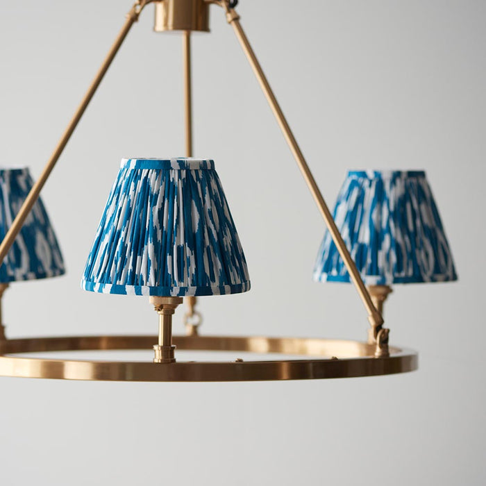 Chester And Ikat 3 Lights 16cm Marlin Blue Shade Ceiling Light In Aged Brass