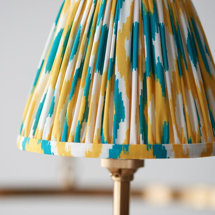 Chester And Ikat 3 Lights 16cm Yellow And Jade Shade Ceiling Light In Aged Brass