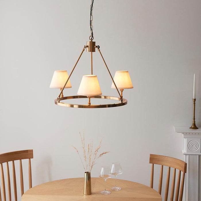Chester And Ivy 3 Lights 16cm Vintage White Shade Ceiling Light In Aged Brass