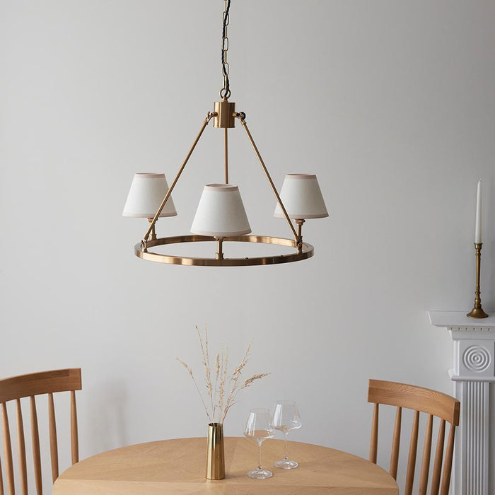 Chester And Ivy 3 Lights 16cm Vintage White Shade Ceiling Light In Aged Brass
