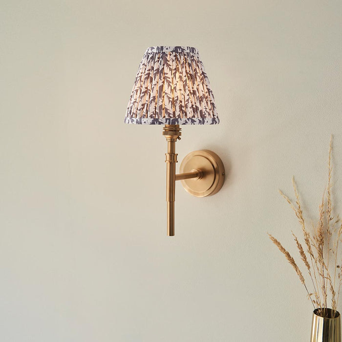 Chester And Leaf 16cm Pearl Grey Shade Wall Light In Aged Brass