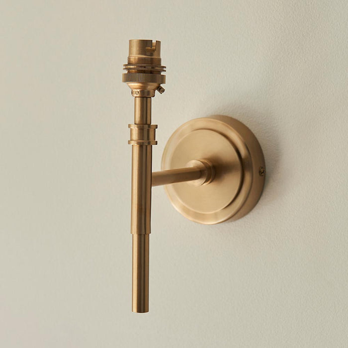 Chester And Leaf 16cm Pearl Grey Shade Wall Light In Aged Brass