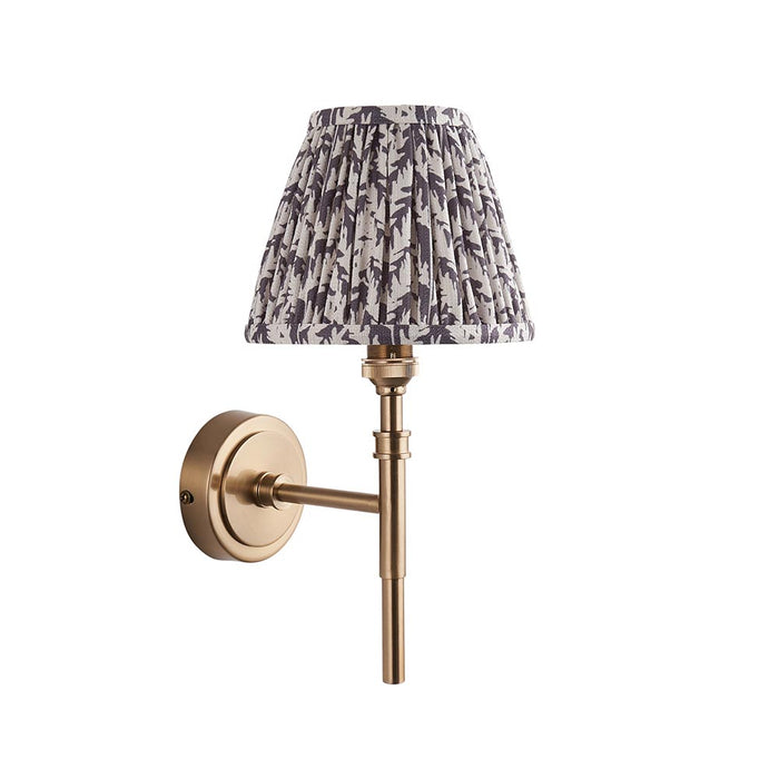 Chester And Leaf 16cm Pearl Grey Shade Wall Light In Aged Brass
